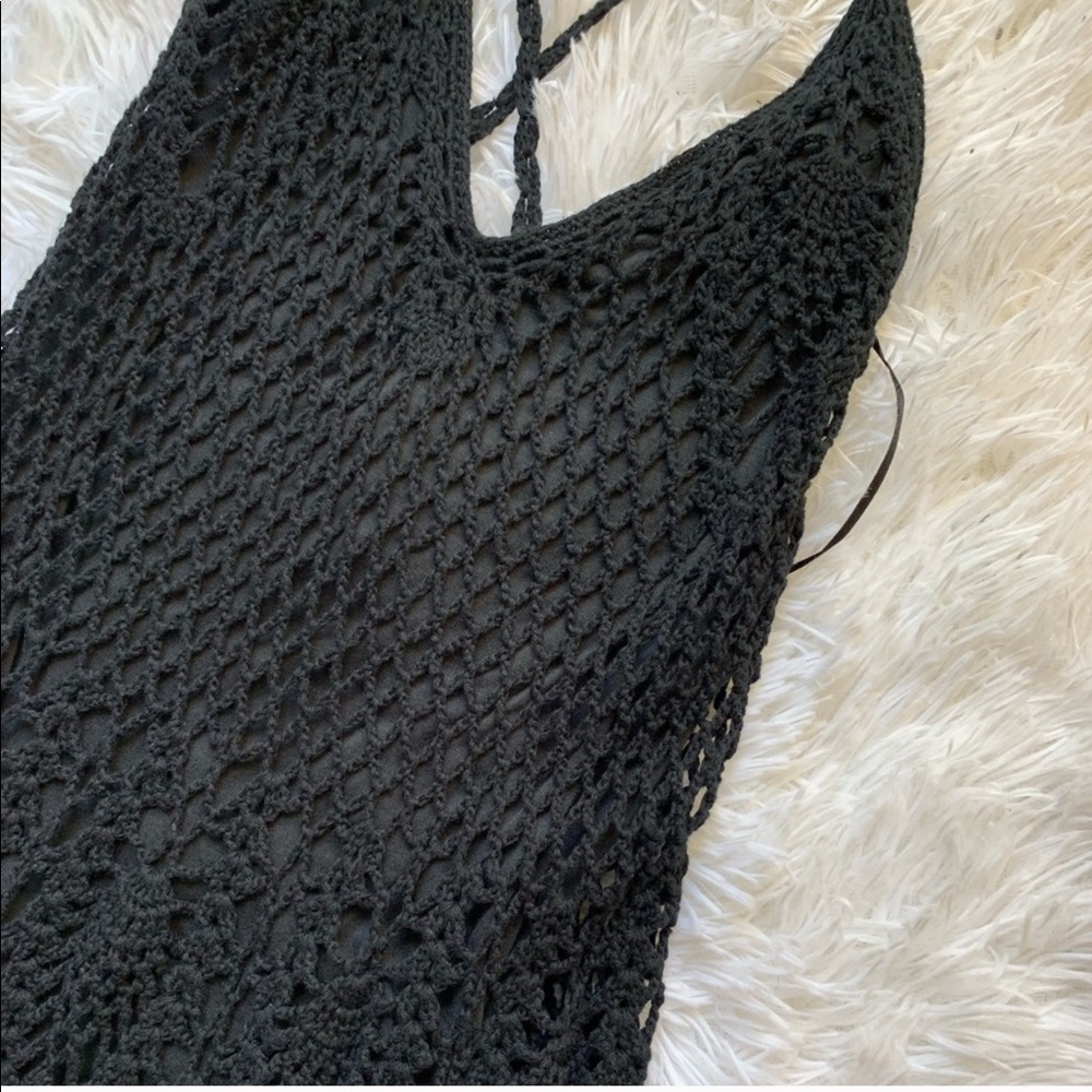FREE PEOPLE RARE BLACK CROCHET BELLA DONNA DRESS - Picture 6 of 8